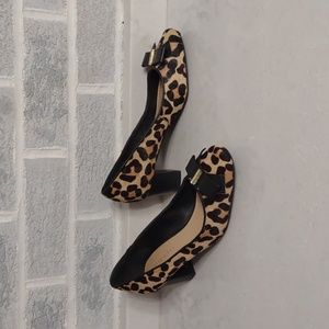 Judith Ripka Women's Olivia Leather Animal Print Hair Pumps Wedge Heels Size 9